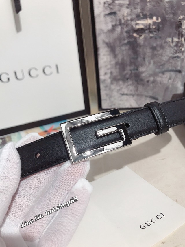 Gucci經典女士皮帶 370717 古奇方扣牛皮腰帶  jjp2043